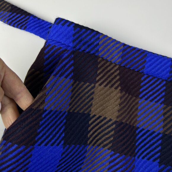 NWT AKRIS Punto Multicolor Plaid Wool Lined Wrap A-Line Skirt Women's Size 14 - Picture 10 of 14